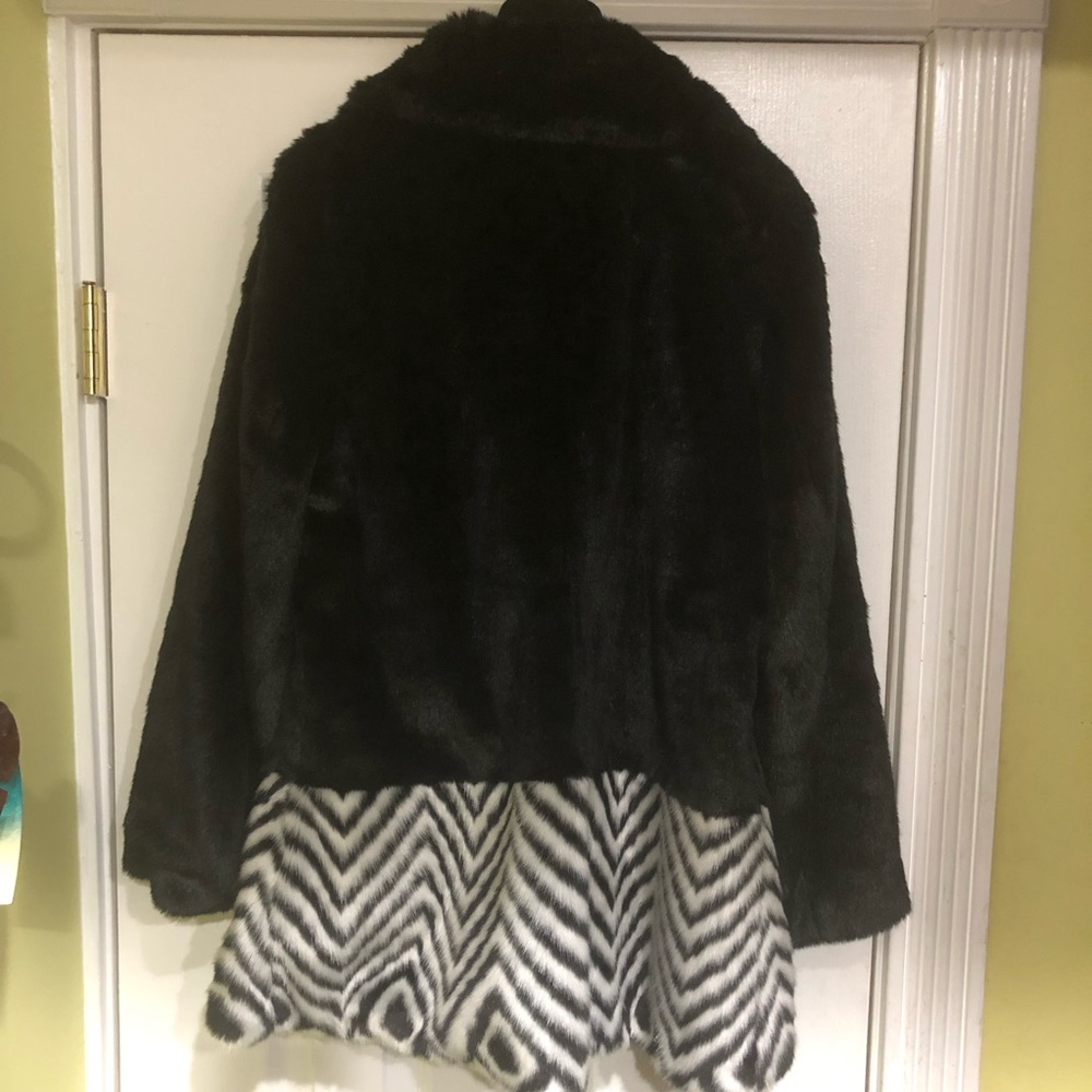 Faux fur mink black and white diamond 3/4 siz med - Picture 3 of 8